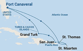 8-Day Eastern Caribbean with St. Thomas Itinerary Map